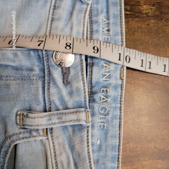 American Eagle Jeans 4 R Jegging Low Rise Super Stretch Light Wash Denim Raw Hem - Picture 9 of 13